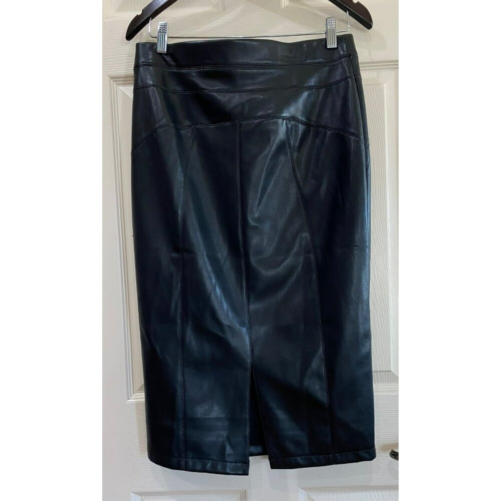 Marc New York Andrew Marc Faux Leather Pencil Skirt Black Midi Style M5MS0319 S - Picture 9 of 9